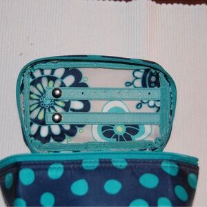 Thirty-One 31 Baubles & Bracelets Jewelry Case Navy Lotsa Dots Turquoise dots